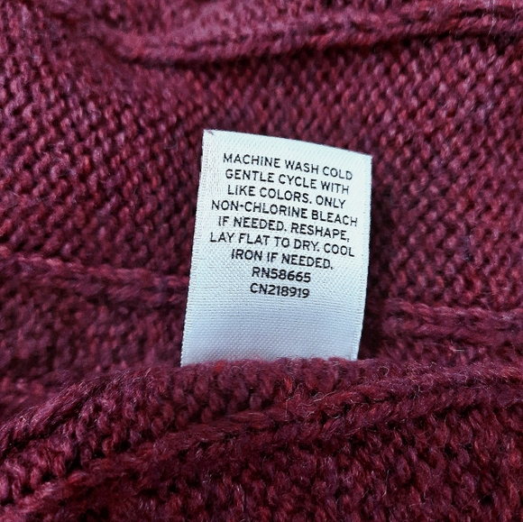 Caslon Burgundy Cardigan Sweater, Petite XL - Picture 4 of 5